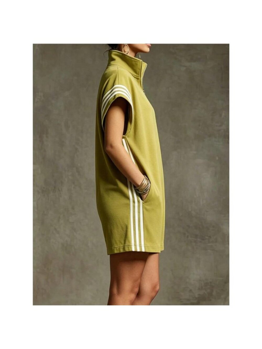 Striped Zip Front Short Sleeve Romper - Picture 14 of 15